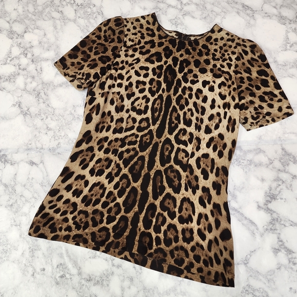 Dolce & Gabbana Leopard Silk Top - Picture 1 of 5